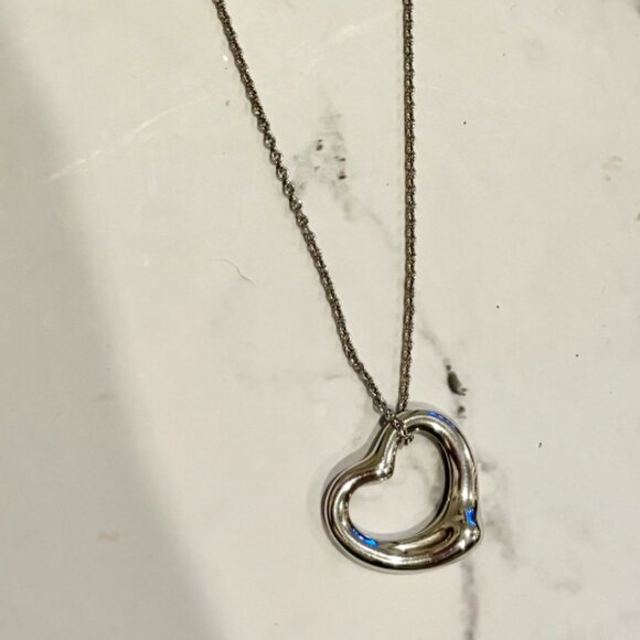 Tiffany and Co. Elsa Peretti Open Heart Pendant Necklace - Picture 2 of 7
